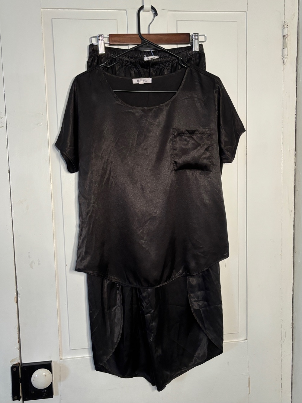 BB Dakota Satin 2 Piece Short Sleeve/ Crop Pants Pajama Set